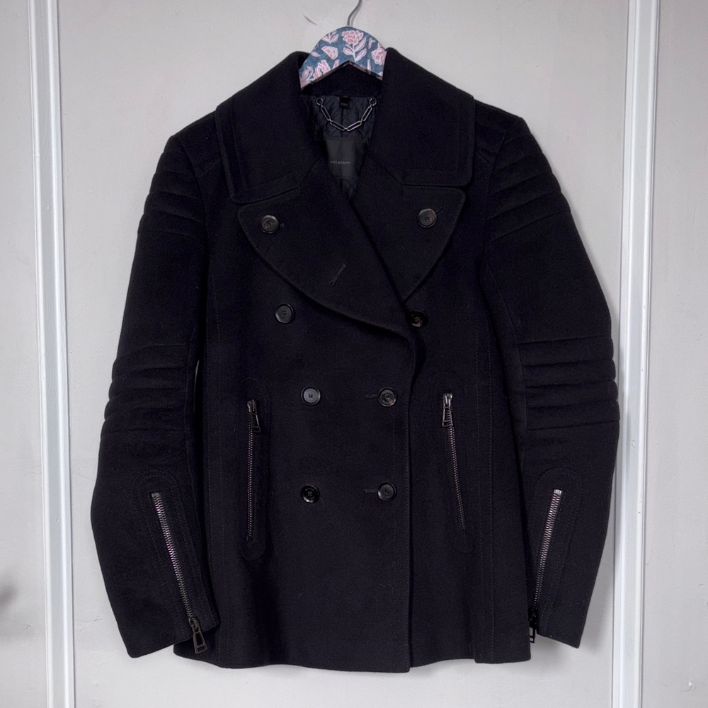 Belstaff Black Double-Breasted Pea Coat